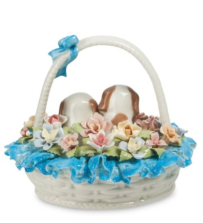 CMS-15/94 Фигурка "Щенки в цветочной корзине" (Pavone)