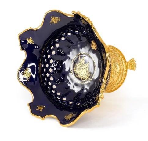 Ваза настольная, 45х36 см. AMANTE BLU, керамика/латунь