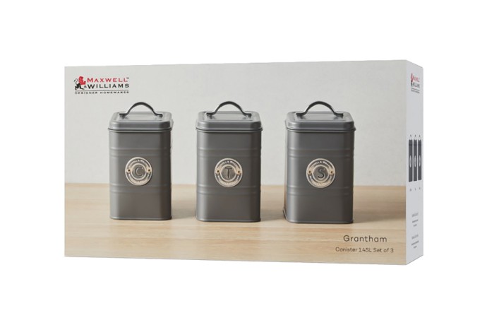Набор банок для сыпучих продуктов Grandham, тёмно-серые, 1,45 л. 3 шт. Maxwell & Williams
