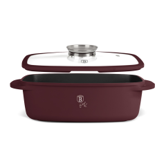 Жаровня со стеклянной крышкой и ручкой для ароматизации блюд, 6 л. матовый бордо, Leonardo Berlinger Haus