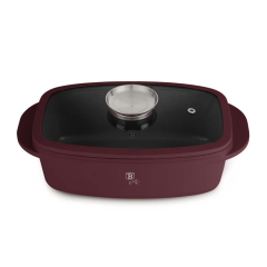 Жаровня со стеклянной крышкой и ручкой для ароматизации блюд, 6 л. матовый бордо, Leonardo Berlinger Haus