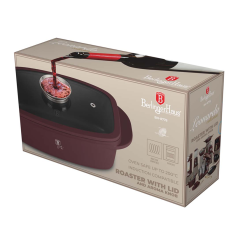 Жаровня со стеклянной крышкой и ручкой для ароматизации блюд, 6 л. матовый бордо, Leonardo Berlinger Haus