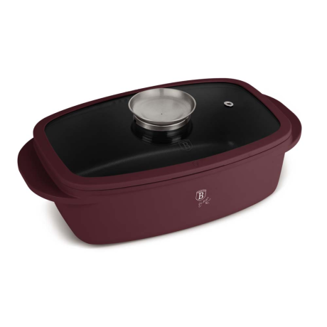 Жаровня со стеклянной крышкой и ручкой для ароматизации блюд, 6 л. матовый бордо, Leonardo Berlinger Haus