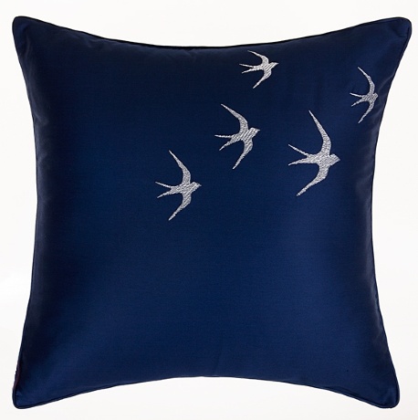 Наволочка с запахом декоративная "ЛАСТОЧКИ" BOVI 42x42 см. синий