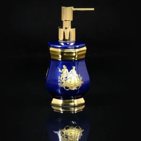 Дозатор жидкого мыла, 8х8x17 см. AMANTE BLU, керамика