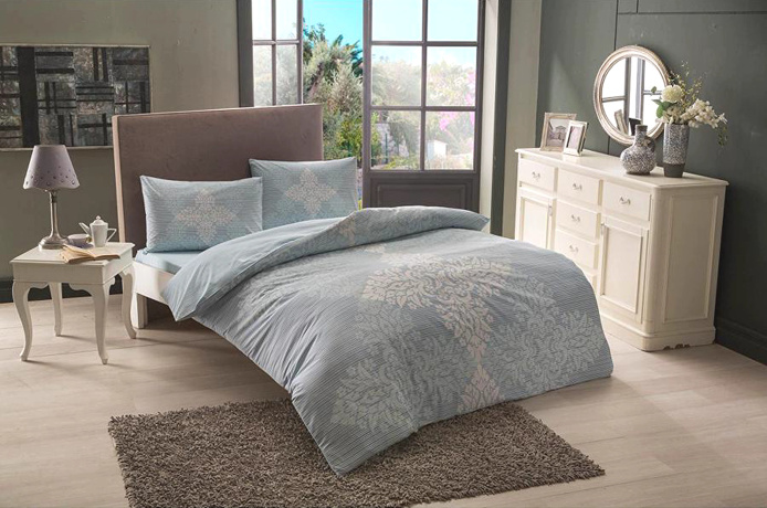 Комплект постельного белья TAC/Satin, 2 сп. Janna, голубой