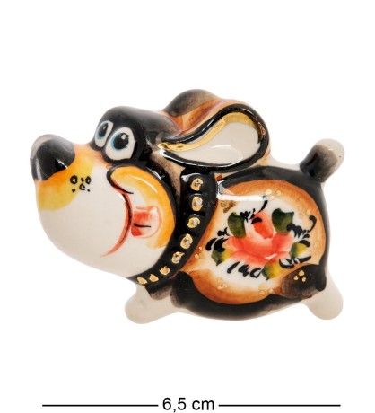 ГЛ-524 Магнит "Собака" цв. (Гжельский фарфор)