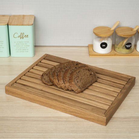 Доска для хлеба дубовая со съёмной решёткой, 37x27x3 см. кор. Uneca