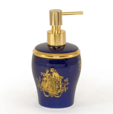 Дозатор жидкого мыла, 8,5х17 см. AMANTE BLU, керамика