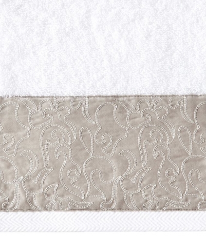 Полотенце с вышивкой "CASTELLO", 30x50 см. белый/серо-бежевый, BOVI
