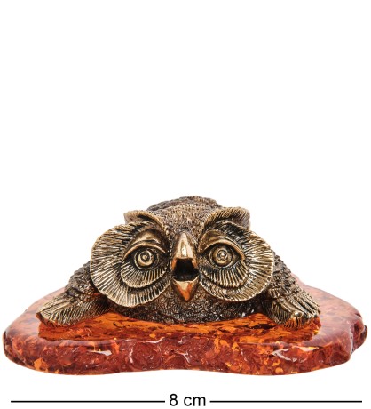 AM-1782 Фигурка "Сова" (латунь, янтарь)