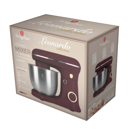 Миксер планетарный электрический, Berlinger Haus, Leonardo, матовый бордо