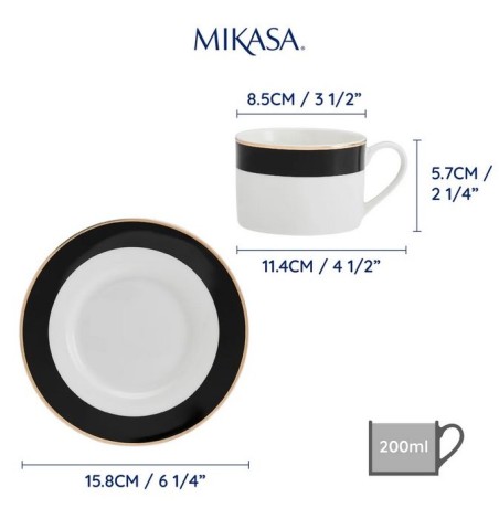 Набор из 2 чайных пар фарфоровых Luxe Deco, 200 мл. Mikasa Kitchen Craft