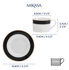 Набор из 2 чайных пар фарфоровых Luxe Deco, 200 мл. Mikasa Kitchen Craft