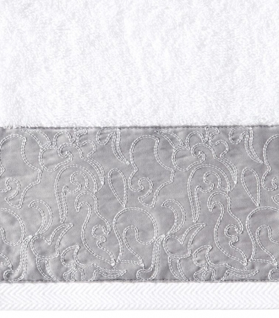 Полотенце с вышивкой "CASTELLO", 30x50 см. белый/серый, BOVI