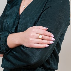 Кольцо Сфера SHELL WHITE KR02913-2/8 BW/G Fiore Luna