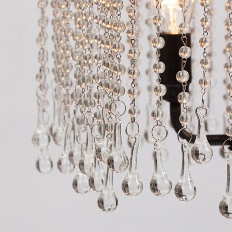 Люстра подвесная черная с хрустальными подвесками Chandelier