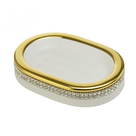 Мыльница настольная Migliore Dubai, керамика, декор золото, swarovski