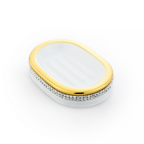 Мыльница настольная Migliore Dubai, керамика, декор золото, swarovski