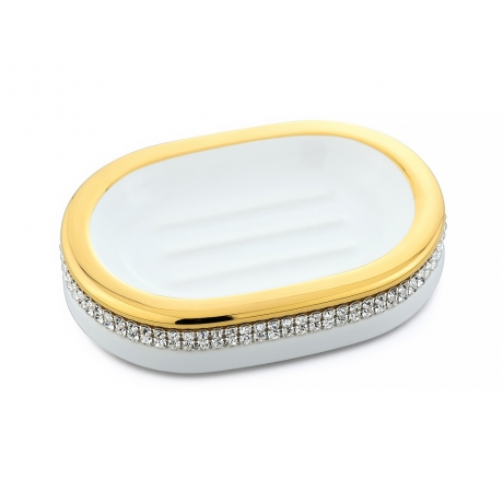 Мыльница настольная Migliore Dubai, керамика, декор золото, swarovski