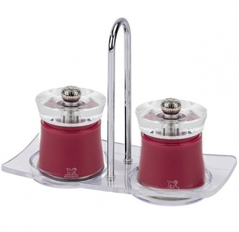 Набор мельниц Peugeot Bali для перца и соли, цвет красный + подставка Linea, акрил