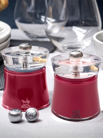Набор мельниц Peugeot Bali для перца и соли, цвет красный + подставка Linea, акрил