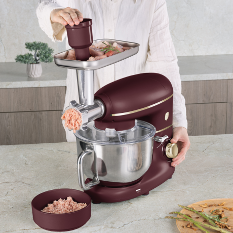 Многофункциональный кухонный комбайн с мясорубкой, электрический, Berlinger Haus, Leonardo, матовый: бордо
