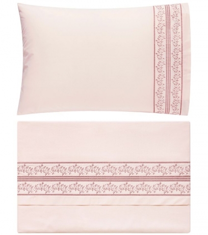 Комплект постельного белья "OSAKA", перкаль, 200х220+240x260+2(50х70) см. нежно-розовый