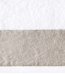 Полотенце с вышивкой "CASTELLO", 50x100 см. белый/серо-бежевый, BOVI