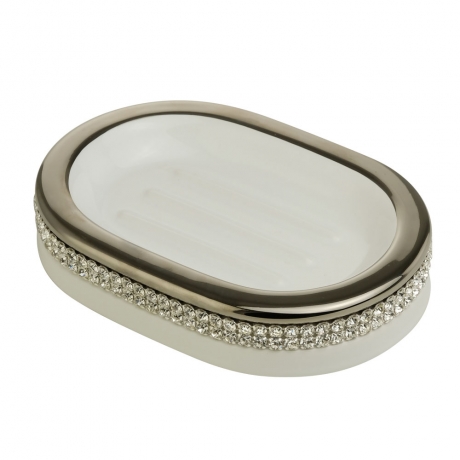 Мыльница настольная Migliore Dubai, керамика, декор платина, swarovski