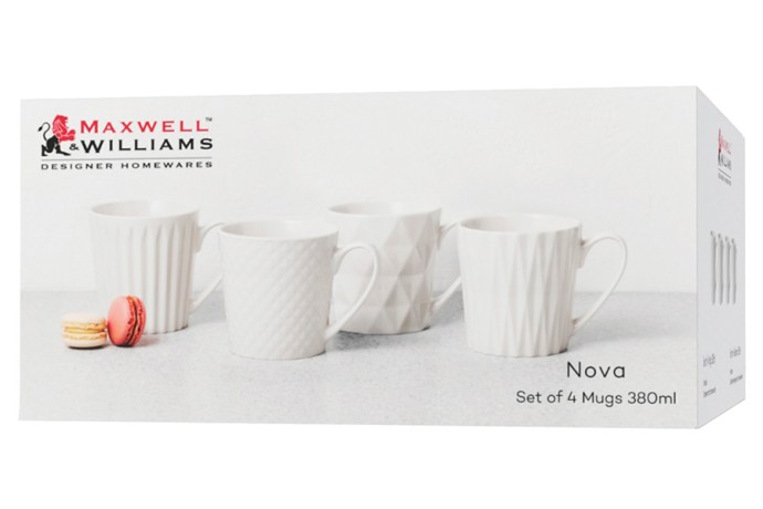 Набор из 4-х кружек Nova, белый, 0,38 л. Maxwell & Williams