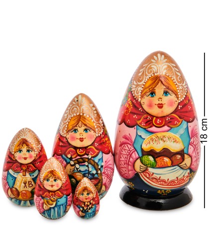 МР-24/ 94 Матрешка-Яйцо 5м "Анастасия с пасхальным куличом"