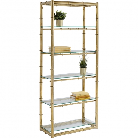 Стеллаж Zoom, коллекция "Зум" 76*180*39, Нержавеющая сталь, Стекло, Золотой