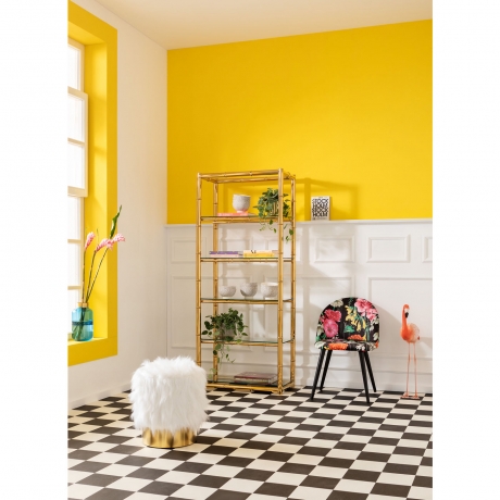 Стеллаж Zoom, коллекция "Зум" 76*180*39, Нержавеющая сталь, Стекло, Золотой