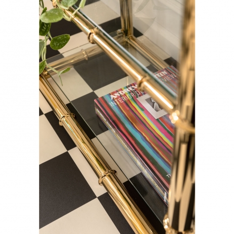 Стеллаж Zoom, коллекция "Зум" 76*180*39, Нержавеющая сталь, Стекло, Золотой
