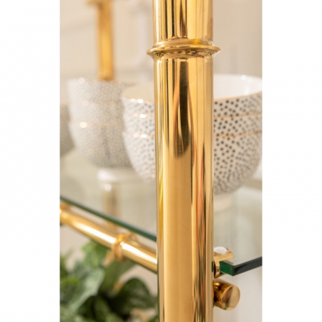 Стеллаж Zoom, коллекция "Зум" 76*180*39, Нержавеющая сталь, Стекло, Золотой