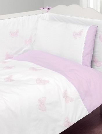Комплект постельного белья "БАБОЧКИ NEW", 100x140+40х60+130х75х25, белый/лаванда, BOVI
