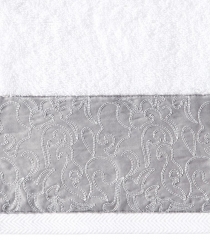 Полотенце с вышивкой "CASTELLO", 50x100 см. белый/серый, BOVI