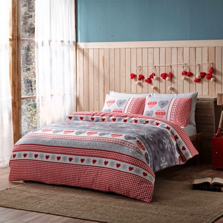 Комплект постельного белья TAC/Satin, 2 сп. Winter, красный