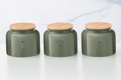 Банка для сыпучих продуктов, 600 мл, 3 шт, фарфор P, круглая, серо-зеленая, Indulgence, Maxwell &amp; Williams