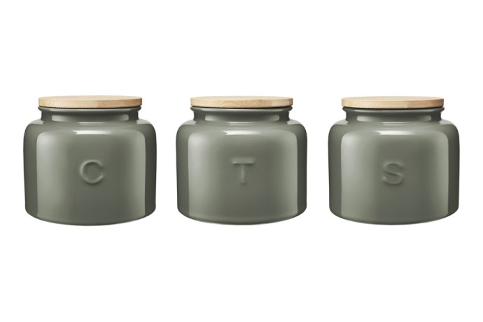 Банка для сыпучих продуктов, 600 мл, 3 шт, фарфор P, круглая, серо-зеленая, Indulgence, Maxwell & Williams