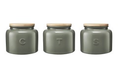 Банка для сыпучих продуктов, 600 мл, 3 шт, фарфор P, круглая, серо-зеленая, Indulgence, Maxwell &amp; Williams