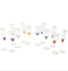 Бокал для шампанского INIGMA, набор 6 шт, хрусталь разноцветный/декор золото 24К