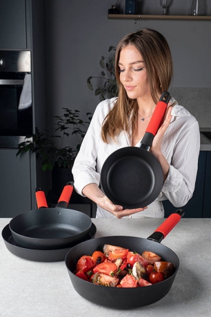 Сотейник, 24 см. красный индукционный, Squality
