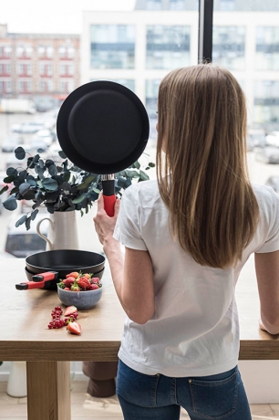 Сотейник, 24 см. красный индукционный, Squality