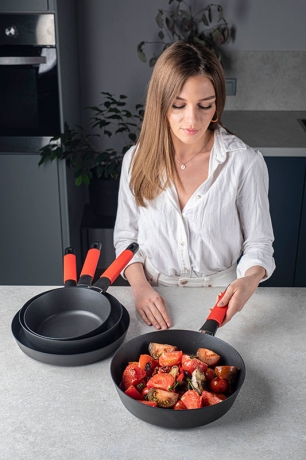 Сотейник, 24 см. красный индукционный, Squality