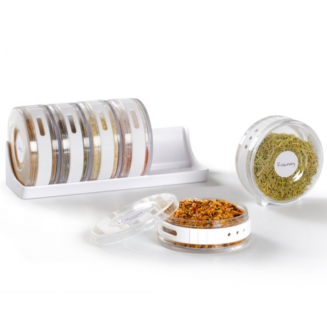 Ёмкости для специй в подставке Cylindra, белые/прозрачные, Umbra