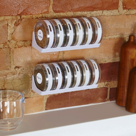 Ёмкости для специй в подставке Cylindra, белые/прозрачные, Umbra