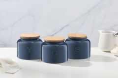 Банка для сыпучих продуктов, 600 мл, 3 шт, фарфор P, круглая, синяя, Indulgence, Maxwell &amp; Williams