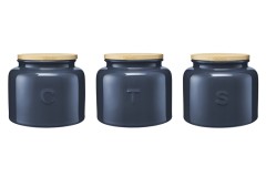 Банка для сыпучих продуктов, 600 мл, 3 шт, фарфор P, круглая, синяя, Indulgence, Maxwell &amp; Williams